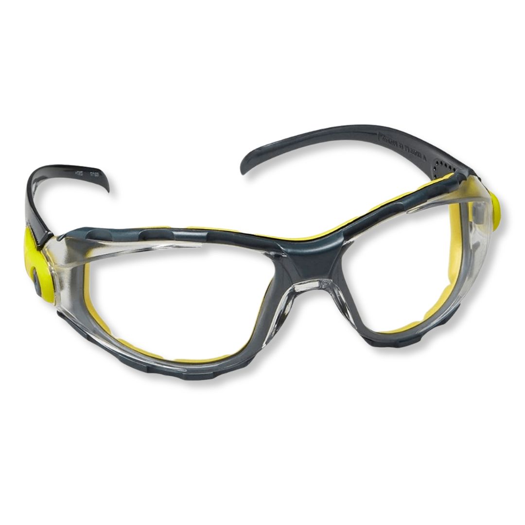 Gafas de protección transparentes con protección de espuma extraíble para uso intensivo.